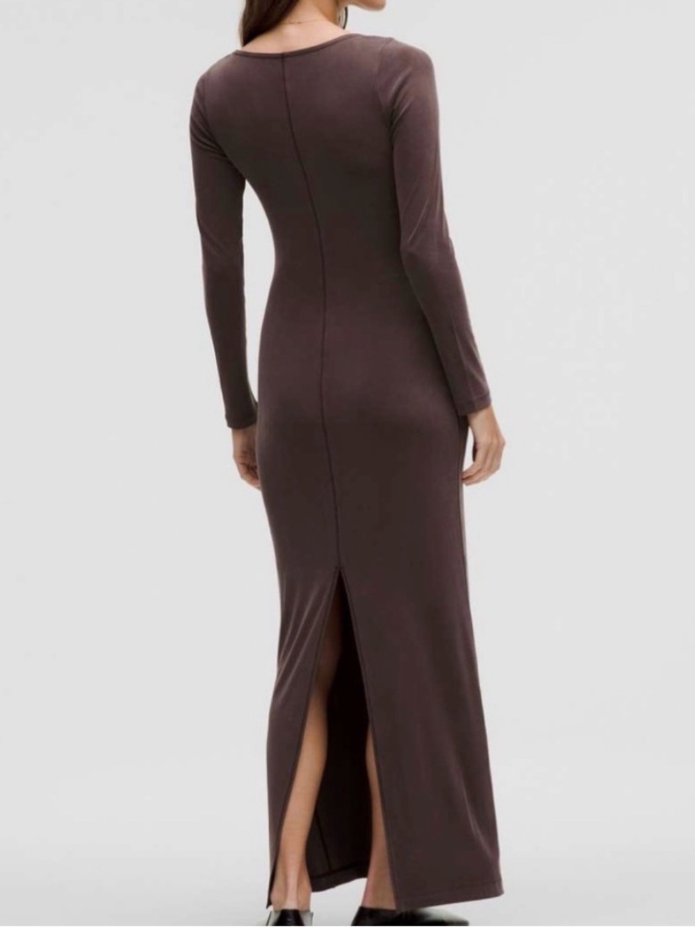 lululemon Drapey Softstreme Espresso long sleeve maxi dress, and free tote - Picture 2 of 5
